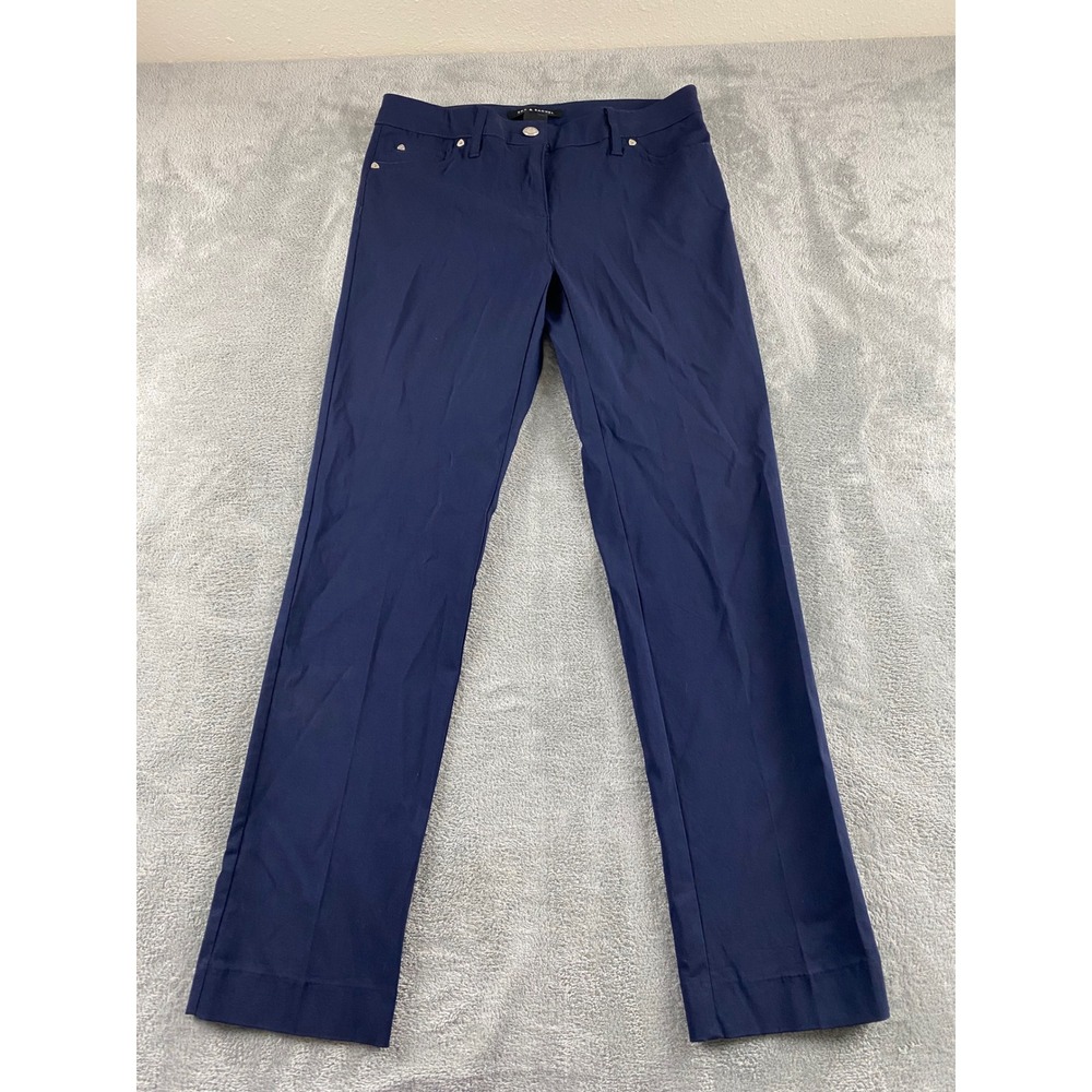Zac & Rachel Womens Navy Blue Straight Leg Stretch Trousers Pants Size 6